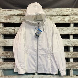 Women's L White Columbia Hooded Windbreaker